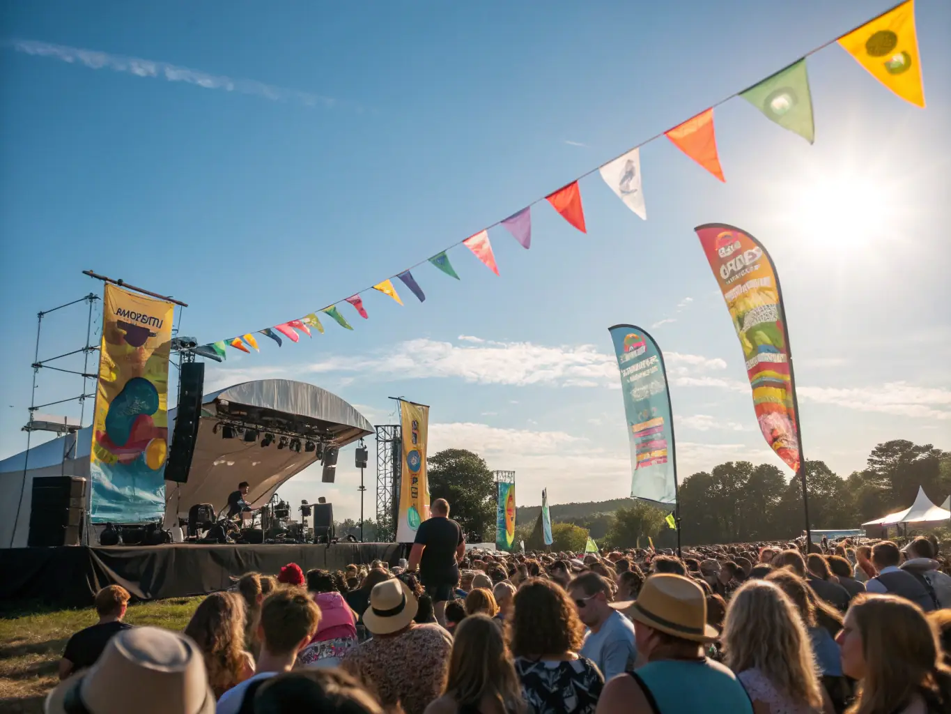 A dynamic image of a CEM CYCLOTOUR D'EUROPE MUSICAL public concert, featuring a diverse audience enjoying a performance that celebrates European musical heritage, underscoring the organization's commitment to public events and community outreach.